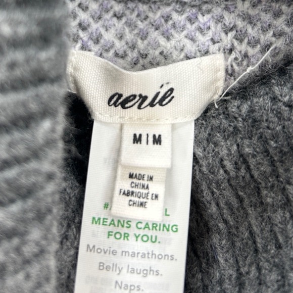 Aerie Womens Fair Isle Oversized Turtleneck Poncho Sweater Pullover Medium - Picture 5 of 9